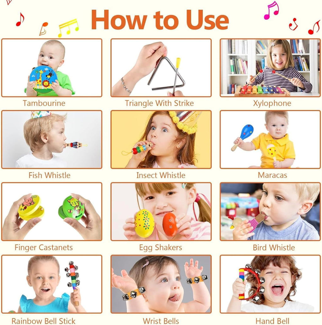 Montessori Natural Wooden Musical Instrument Set