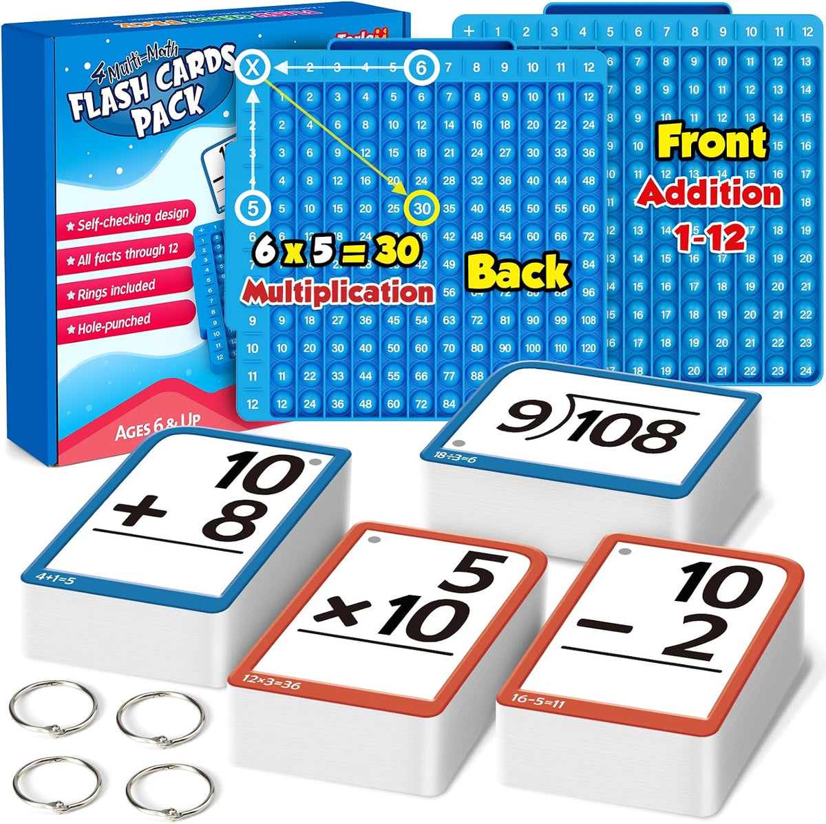Math Fidget Spinner & Flash Card Learning Set